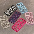 thumbnail image 3 of Compatible with iPhone 14 Pro Max Hollow Case Stars Moon Pattern Cute Fashion Unique Bling Glossy Heat Dissipation Cool Shockproof Protection Cover for Women Girls Pink, 3 of 9