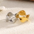thumbnail image 4 of PAURO Shaped Rings for Women Stainless Steel Silver Gold Plated Personalized Statement Unique Dainty Band Index Finger Thumb Midi Simple Geometric Irregular Jewelry Silver Size 8, 4 of 6