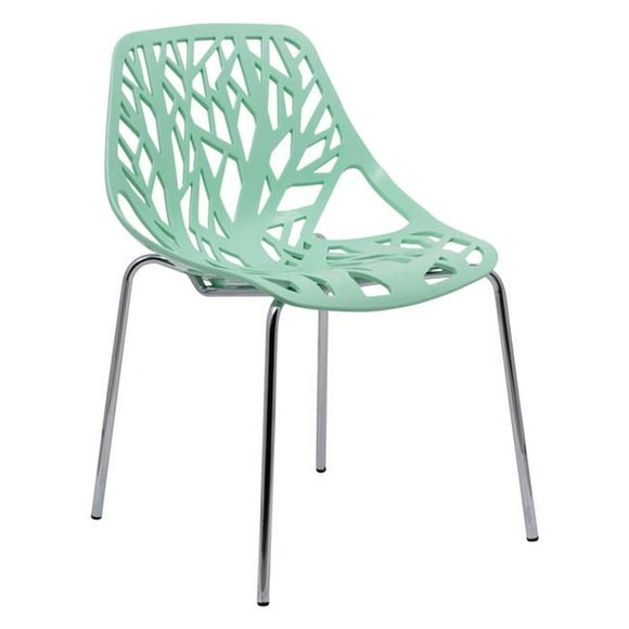 Modern Asbury Dining Chair with Chromed Legs - Mint