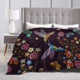 thumbnail image 4 of Hummingbird Bird Fleece Throw Blanket Ultra Soft Cozy Blooming Flowers Decorative Flannel Blanket All Season for Home Couch Bed Chair Travel 60x50in, 4 of 6