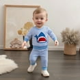 thumbnail image 3 of Kiijoy Boys Outfits Shark Embroidery Sweatshirt Pants Fall Sweatsuit, Sizes 18-24M, 3 of 7