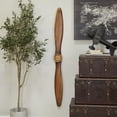 thumbnail image 2 of DecMode Brown Metal Wood Inspired 2 Blade Airplane Propeller Wall Decor with Gold Aviation Detailing, 2 of 8