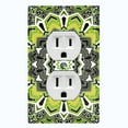 thumbnail image 1 of Metal Light Switch Plate Cover Mandala Green Black Flower Tile Pattern MDL059, 1 of 13