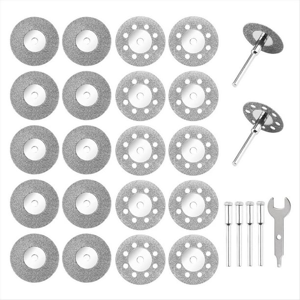 Discos de Corte de Diamante (25 mm) 20 con 402 Mandriles (3 mm) 4 Mandriles para Herramientas Rotativas