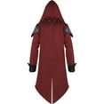 thumbnail image 5 of Herrnalise Men's Medieval Dress Solid Retro Jacket Cardigan Men's Coat Splice Coat Red, 5 of 9