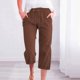thumbnail image 2 of Pantalones Largos de Pierna Ancha para las Mujeres de Moda Alta Color Casual Pantalones de Cintura Elástica, Suelta Pierna Recta con Bolsillo para Descansar Y Al Aire Libre, 2 of 5