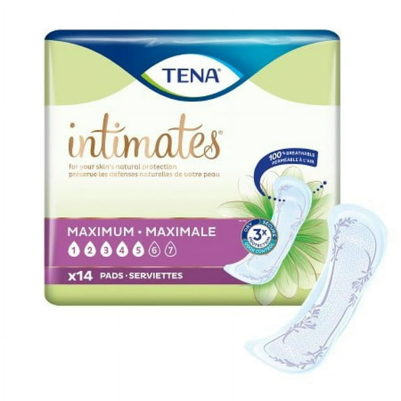 TENA Intimates Pads, Heavy Absorbency, One Size Fits Most (13 Inch Length), 14 Count