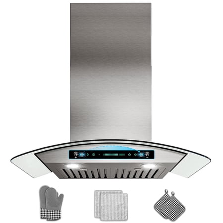 GIMSOL 36" Wall Mount Range Hood, 600 CFM, 4-Speed Gesture Control, Stainless Steel, Ducted