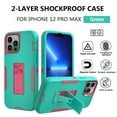 thumbnail image 2 of Xhy iPhone 12 Pro Max Case with Screen Protector Tempered Glass, Military Grade Case with Magnetic Car Mount, Hybrid Hard Case, 6.7 inch Cover for Men Women, Green & Rose red, 2 of 6