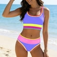 thumbnail image 5 of snilers High Waisted Bikini Sets for Women Sporty Athletic Swimsuits 3 Piece Bathing Suits Neon Color Block Swimwear with Skirt XL, 5 of 9