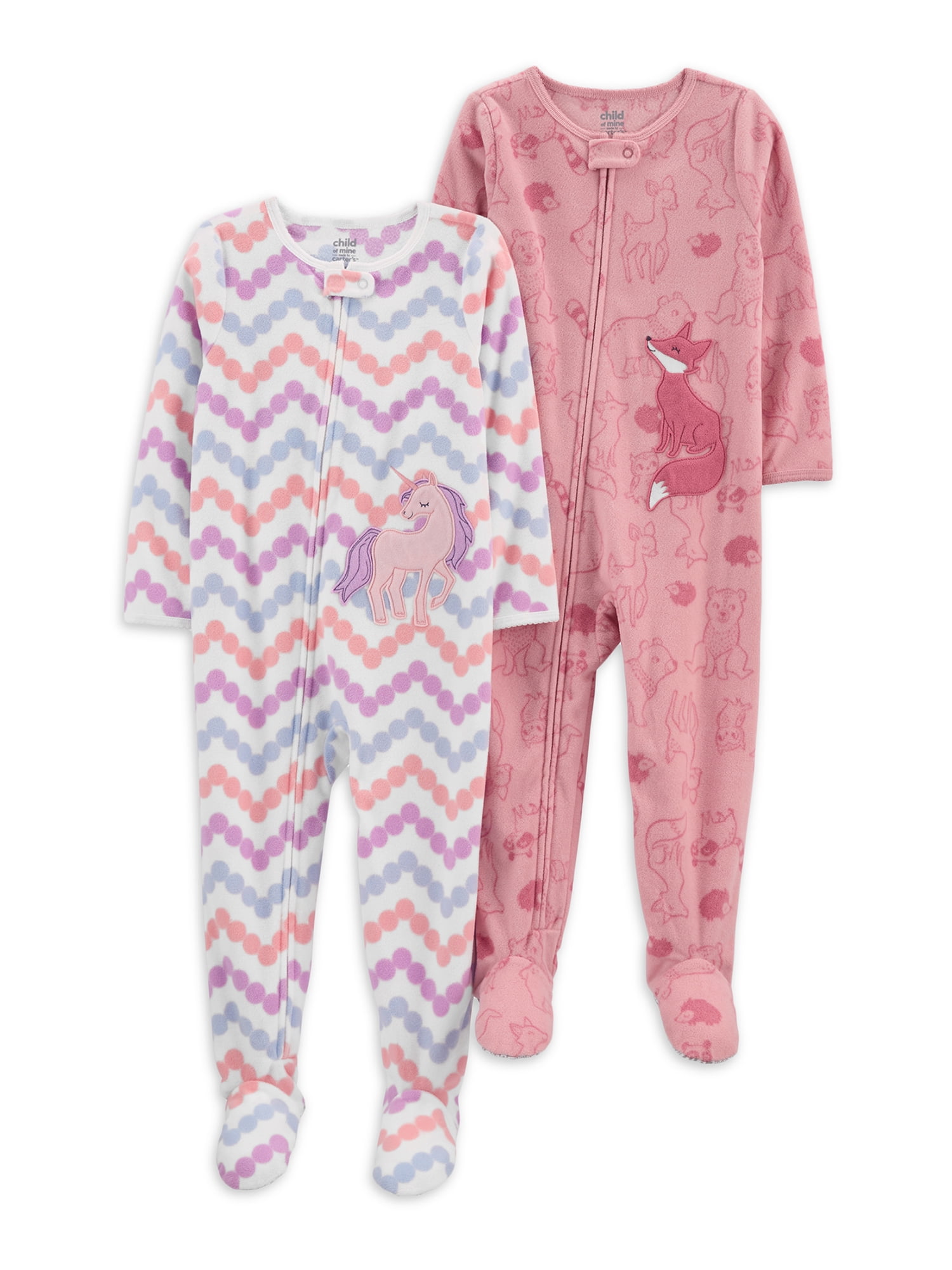 NWT Carter's Girls Sleepwear Polyester Cotton 1 piece Footed PJ Pajamas