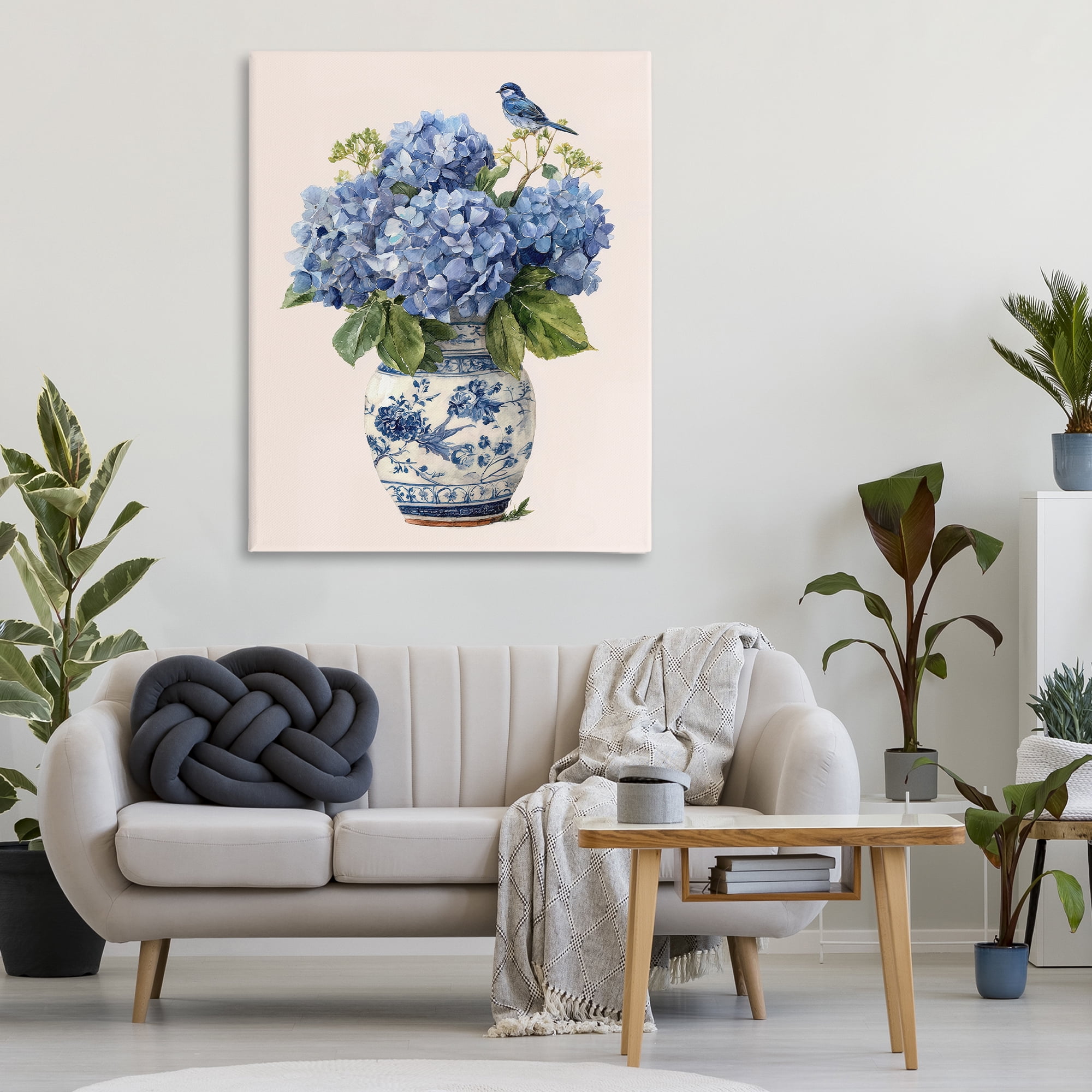 Stupell Industries Songbird Perched on Hydrangeas Canvas Wall Art, design by Imagine It Images