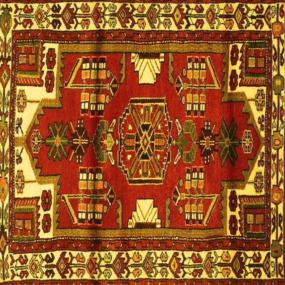 Ahgly Company Indoor Square Persian Yellow Traditional Area Rugs, 4' Square