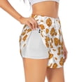 thumbnail image 3 of Lsque Yellow Biscuit Printed Women's Running Shorts with Liner Pockets,Elastic Quick Dry Workout Athletic Gym Yoga Shorts,Womens High Waist Shorts-XX-Large, 3 of 9