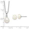 thumbnail image 2 of 925 Sterling Silver Polished Post Lobster Claw Closure Freshwater Cultured Pearl Necklace and Stud Ear Set Stud Earring, 2 of 2