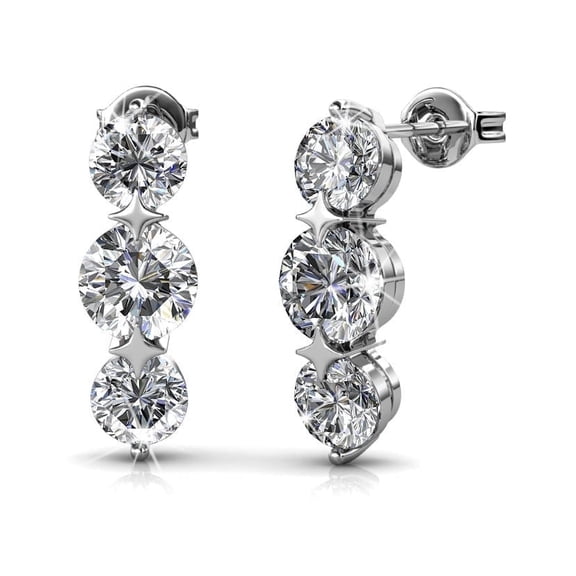 Cate & Chloe Lucille 18k White Gold Plated Drop Earrings with Swarovski Crystals Gift for Women