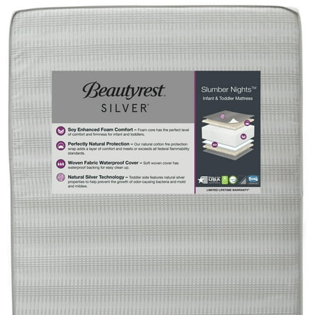 Beautyrest Silver Slumber Nights 2 Stage Anti-Microbial Crib and Toddler Mattress - Plant-Based Soy Foam Core