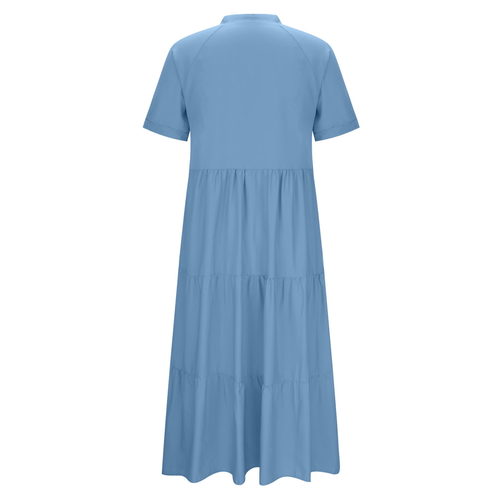 Sentmoon Party Dress Comfy 2026 Solid Color Casual Summer Dresses for Women Short Sleeve V Neck Button Down Bohemian Pleated Breathable Regular Fit Sundresses for Women
