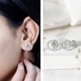thumbnail image 3 of Rosec Jewels Lab Grown Diamond Circle Earrings with Screw Back - Diamond Stud Earrings - EF-VS Quality, 925 Sterling Silver, 3 of 8