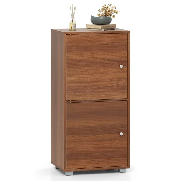 Gymax 2-Door Storage Cabinet w/ Adjustable Shelves Kitchen Buffet Cabinet w/ 2 Doors