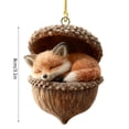 thumbnail image 6 of romoty 3D Resin Sleeping Red Fox Christmas Tree Ornament, Woodland Fox in Acorn Nut Shell Hanging Figurine for Holiday Home Decor, 6 of 6