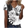 thumbnail image 1 of Blusas de Manga Corta para las Mujeres Impresión de Verano V-Cuello Blusa de Manga Corta, Poliéster Casual Top para las Mujeres, Lavado a Mano Toda la Temporada, 1 of 4