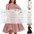 thumbnail image 3 of Karymi Easter Dress Glitter Mesh Cocktail Party Dress, Round Neck 3/4 Sheer Sleeve High Waist A-Line Knee Length Dress, Sparkly Tulle Evening Dress Dresses for Women, 3 of 7
