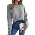 thumbnail image 5 of Nlife Womes Crew Neck Long Sleeve Ribbed Knit Pullover Sweater, 5 of 7