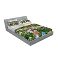 thumbnail image 2 of Ambesonne Colorful Fitted Sheet & Pillow Sham Set, Village Skyline Scene, Full, Multicolor, 2 of 2