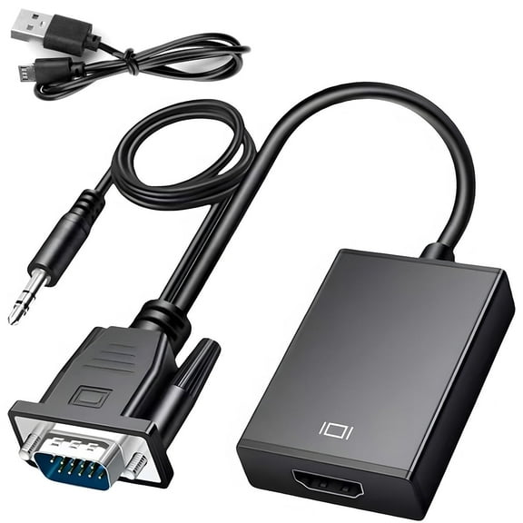 VGA to HDMI Adapter,HD 1080P Converter with Audio and Video from Computer/Laptop VGA Source to HDMI TV/Monitor