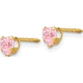 thumbnail image 2 of 14K Yellow Gold Madi K 4mm Pink Cz Heart Earrings (4 X 4) Made In United States gk144, 2 of 5