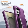 thumbnail image 2 of For Samsung Galaxy S25 Ultra Phone Case,With Contractile Kickstand,Card Slots,Anti-Scratch PU Leather + TPU Hybrid Shockproof Heavy Duty Anti-fall Drop Protection,Tough Rugged Phone Case,Purple, 2 of 6