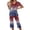 Red/Blue/White, variant on 4th of July Women's Pajama Sets 2026 Lounge Sleepwears Independece Day US Star Flower Printed Plus Size Short Sleeve Top and Capri Pants Pajama Set