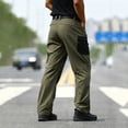 thumbnail image 4 of Men's Hiking Cargo Pants Water Resistant Quick Dry Lightweight Loose Straight Leg Pant Outdoor Tactical Camping Fishing Trousers with Multi Pockets Army Green 3XL, 4 of 6