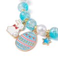 thumbnail image 3 of 15pcs Glass Round Beaded Stretch Bracelet Heart & Egg & Rabbit Alloy Enamel Charms Easter Theme Bracelet for Women Deep Sky Blue Inner Diameter: 2-3/8 inch(5.9cm), 3 of 4