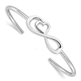 thumbnail image 1 of Diamond2Deal 925 Sterling Silver Rh-plated Heart Infinity Symbol Cuff Bangle for Women, 1 of 6