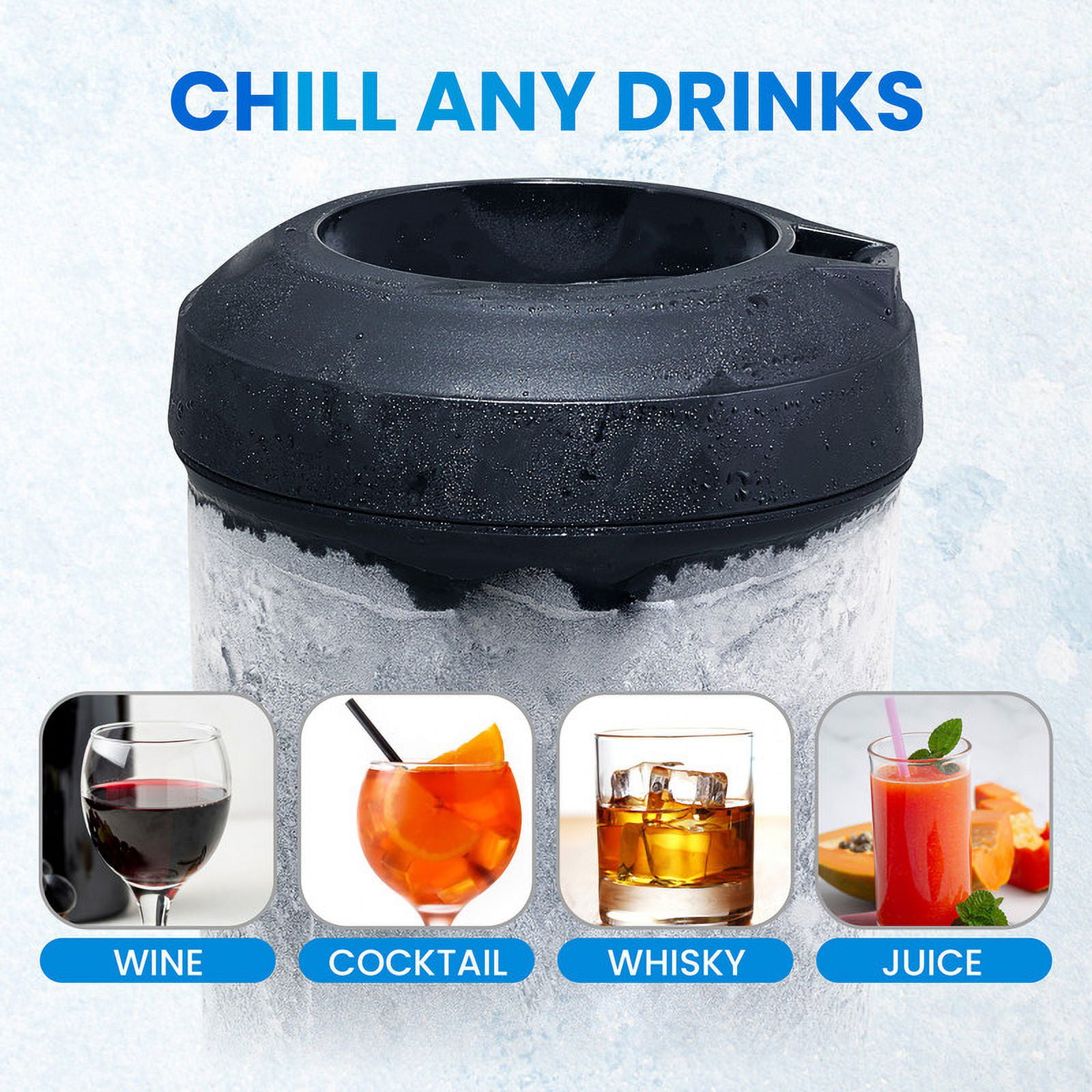 Elite Cuisine EBC0152 HyperChiller Patented Coffee/Beverage Cooler – Ready in One Minute –, Reusable for Iced Tea, Wine Spirits, Alcohol, Juice, 12.5 OZ