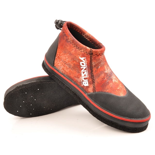 Chaussures de Pêche sur Roche en Néoprène 5 mm à Verrouillage Automatique Hommes Femmes Chasse Bottes de Pêche Rouge Brique