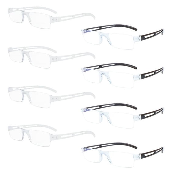 8 Pack Reading Glasses, Blue Light Blocking Computer Reading Glasses for Women and Men, Anti Glare Lightweight Readers (4 Clear 4 Brown, 4.25)