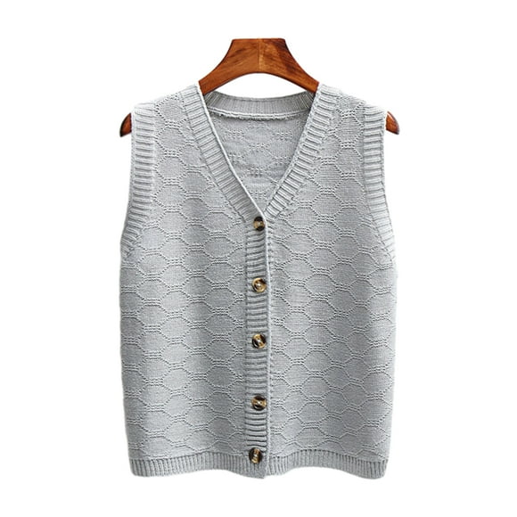 Becaristey Stay Fashionable With Sleeveless Sweater Vest For Women Warm And Versatile AcrylicFibers Sweater Grey L