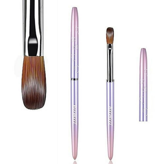 heemeei Acrylic Nail Brush Size 12, 100% Pure Kolinsky Nail Art Brush, Sturdy Handle Acrylic Powder Design Tools for Professional Manicure DIY Home Salon (12#)