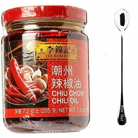 NineChef Bundle - Lee Kum Kee Sauce (Chiu Chow Chili Oil (?????) 4 Bottle)   1 NineChef Brand ChopStick