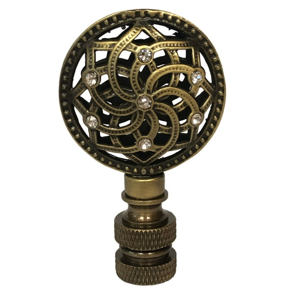 Royal Designs, Inc. Decorative Studded Abstract Star Lamp Finial, F-5091-AB-1, Antique Brass, Single