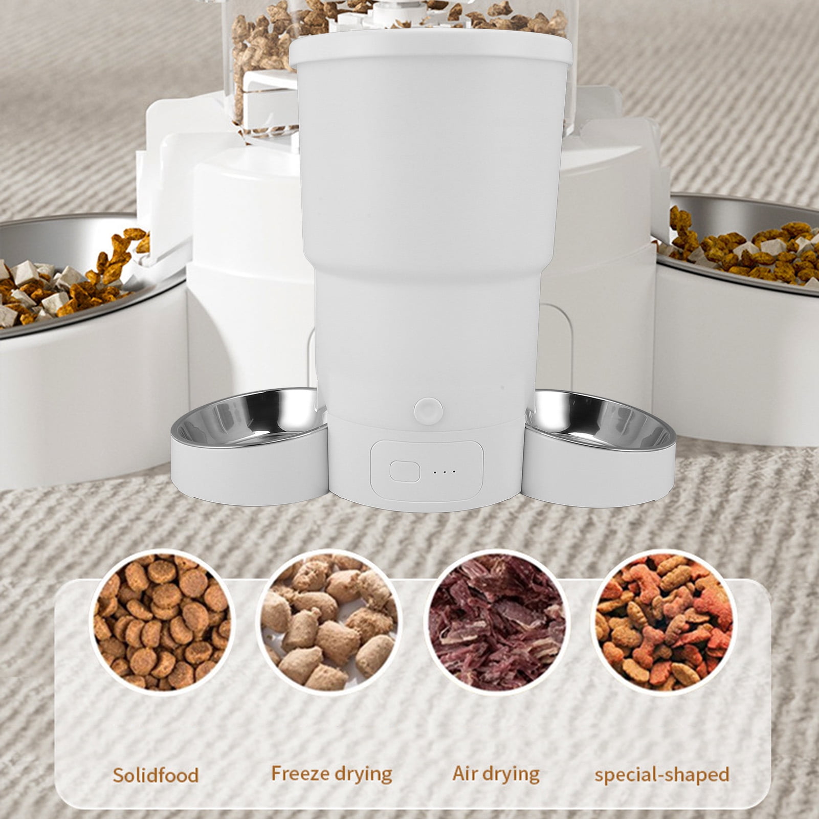 Nieyigj Automatic Cat Feeder Timed Pet Food Dispenser Stainless Steel Double Bowl Smart WIFI Remote Control Pet Feeder 5L / 169 oz Capacity for Cats and Dogs
