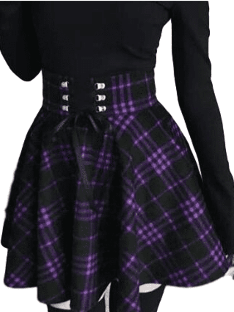 colored plaid mini skirt