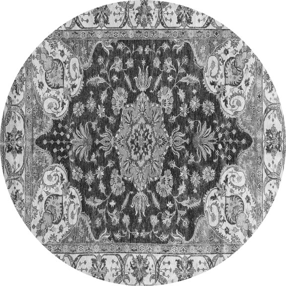 Ahgly Company Indoor Round Geometric Gray Traditional Area Rugs, 3' Round