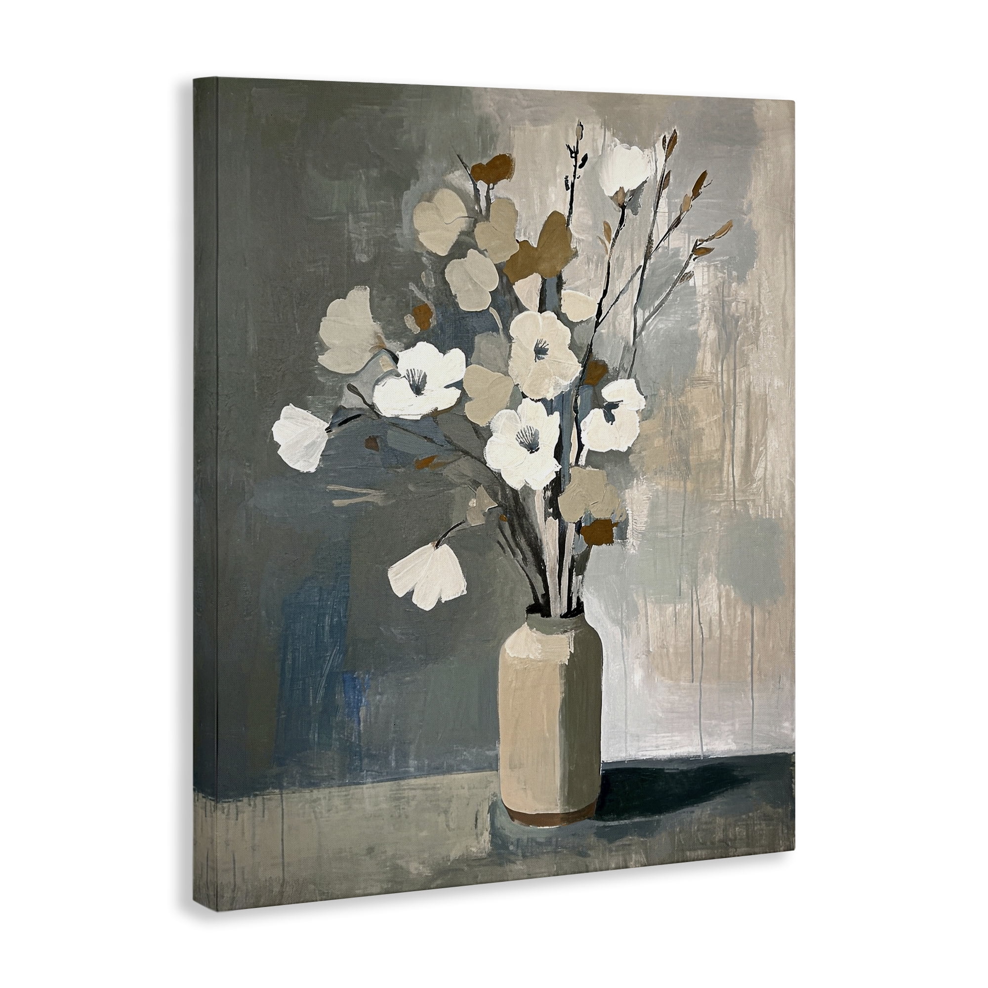 Stupell Industries Natural Floral Vase Botanical & Floral Painting Gallery Wrapped Canvas Art Print Wall Art, 16 x 20
