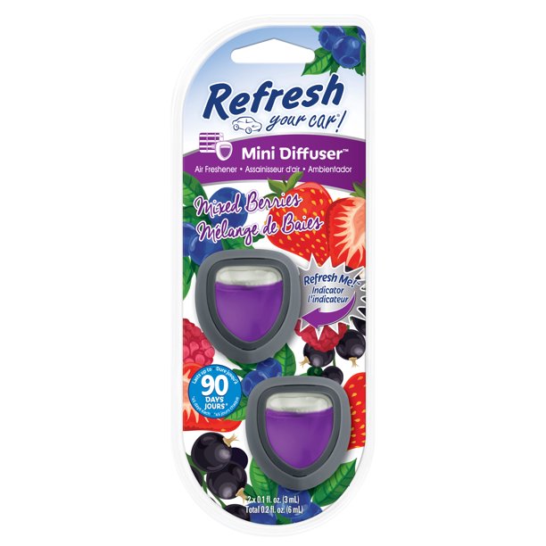 Refresh Your Car! Mini Diffusers (Mixed Berries Scent, Pack of 2
