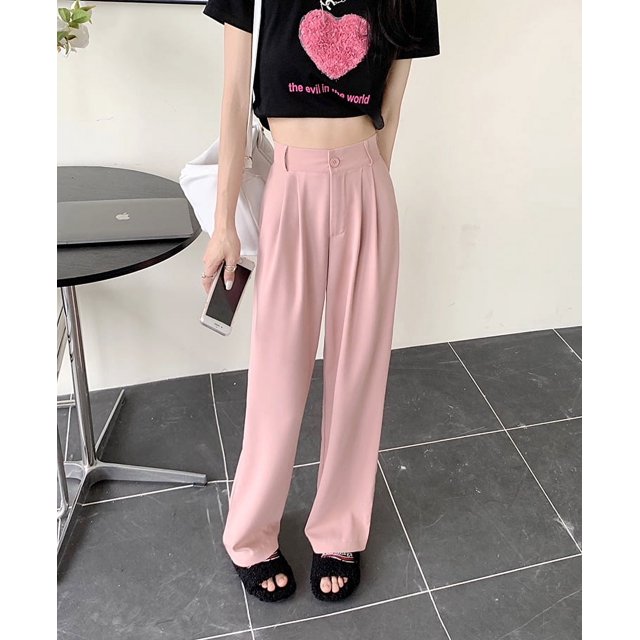 Pantalones de traje pequeños y estrechos, de primavera y otoño, de cintura alta, drapeados, informales, de talla grande, pantalones de pierna ancha y rectos para mujer.