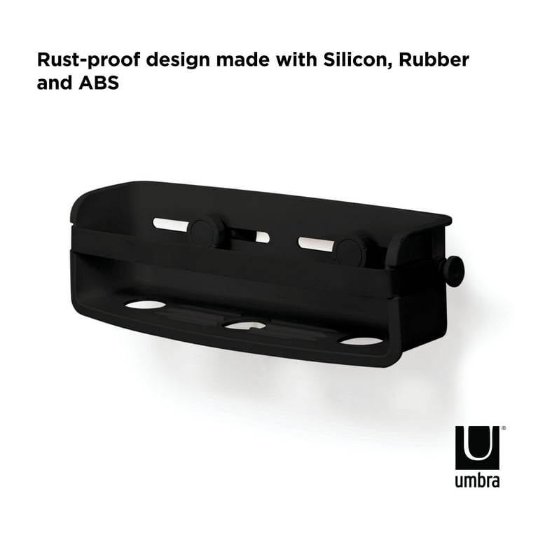 Umbra Flex Gel-Lock Suction Cup Single Shelf Shower Bin, Black 